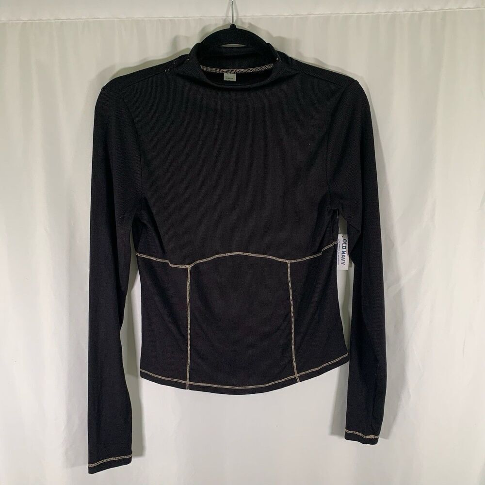 New Old Navy Active Top Women's Medium Black Ribbed Ultralite Long Sleeve
